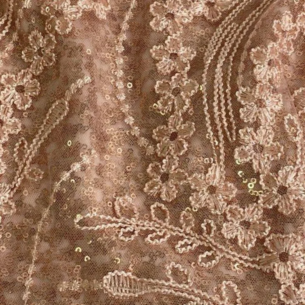 Wedding Guest Adrianna Papell Blush Sequin Lace Gown Size 6 Elegant Formal - Picture 9 of 9